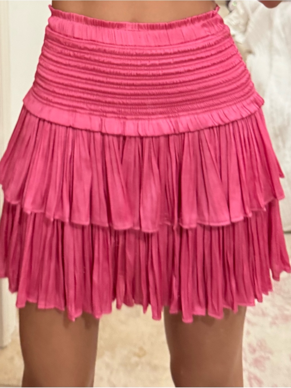 The Reset Pink Pleated Mini Skirt